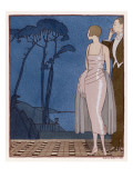 An Elegant Couple on the Terrace: She Wears a Pink Evening Dress by Worth Giclee Print