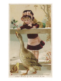 A Small Girl Admires the Goose and Looks Forward to Her Christmas Dinner Giclee Print