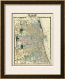 Map of Chicago City, c.1876 Framed Giclee Print by Warner & Beers 