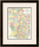 Map of Mississippi, Louisiana and Arkansas, c.1839 Framed Giclee Print by David H. Burr