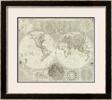 Composite: World or Terraqueous Globe, c.1787 Framed Giclee Print by Samuel Dunn