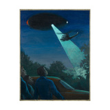 Coyne Helicopter Observes a UFO Giclee Print by Michael Buhler