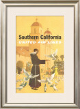 United Airlines: Southern California, Franciscan Monk and Spanish Mission Framed Giclee Print by Stan Galli