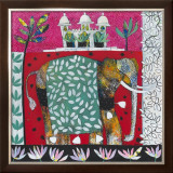 Pink Elephant with Lilies II Prints by Relton & Marine 