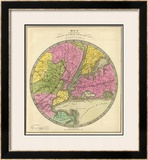 Map of the Country Twenty Five Miles Round the City of New York, c.1840 Framed Giclee Print by Jeremiah Greenleaf