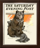 Porcupine Scares the Bears Framed Giclee Print by Charles Livingston Bull