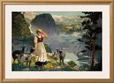 Norway for Holidays, B&N Line Framed Giclee Print