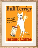 Bull Terrier Coffee Impressão emoldurada de edição limitada por Ken Bailey Bull Terrier Coffee Impressão emoldurada de edição limitada por Ken Bailey