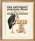 New Year's Baby, c.1908: Stork Delivery Framed Giclee Print by Joseph Christian Leyendecker