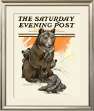 Porcupine Scares the Bears Framed Giclee Print by Charles Livingston Bull
