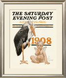 New Year's Baby, c.1908: Stork Delivery Framed Giclee Print by Joseph Christian Leyendecker