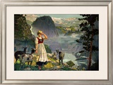 Norway for Holidays, B&N Line Framed Giclee Print