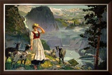 Norway for Holidays, B&N Line Framed Giclee Print
