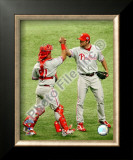 Brad Lidge & Carlos Ruiz Game one of the 2008 MLB World Series Framed Photographic Print