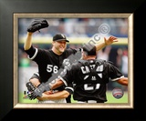 Mark Buehrle '09 Perfect Game celebration w/ Castro Framed Photographic Print