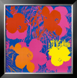Flowers, 1970 (Red, Yellow, Orange on Blue) Prints by Andy Warhol