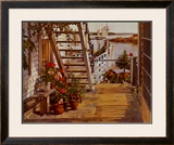 Blue Stair and Begonias Prints by John Atwater