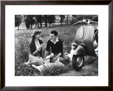 Vespa Piaggio Romance on the Grass Framed Giclee Print