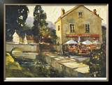 Pont Aven River Cafe Limited Edition Framed Print by Ted Goerschner