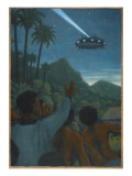 Missionary and 37 Others See a Hovering Saucer At Boianai Giclee-trykk av Michael Buhler Missionary and 37 Others See a Hovering Saucer At Boianai Giclee-trykk av Michael Buhler
