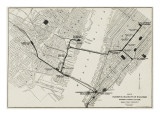 Map of the Hudson and Manhattan Railroad Subway System in New York, America Giclee Print