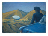 New Mexico Patrolman Sees a Landed UFO and Two Occupants Giclee-trykk av Michael Buhler New Mexico Patrolman Sees a Landed UFO and Two Occupants Giclee-trykk av Michael Buhler