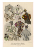 Six Ladies in Brightly Coloured, Elaborate and Fashionable Gowns reproduction procédé giclée par Philip Talmage