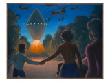 See 'A Diamond of Fire' over the Road Ahead of Them, UFOs Giclee Print by Michael Buhler