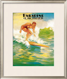 Paradise of Pacific, Surfer Framed Giclee Print