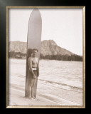 Duke with Surfboard Framed Giclee Print