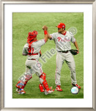 Brad Lidge & Carlos Ruiz Game one of the 2008 MLB World Series Framed Photographic Print
