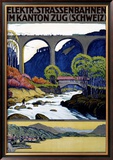 Elekktr Strassenbahnen im Kanton Zug Framed Giclee Print by Ernst Emil Schlatter