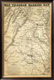 War Telegram Marking Map, c.1862 Framed Giclee Print by L. Prang