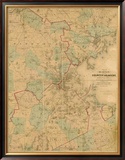 Map of Boston, c.1860 Framed Giclee Print by H. F. Walling