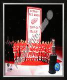 The Detroit Red Wings with the 2007-08 Stanley Cup Championship Banner Framed Photographic Print