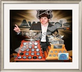 Evgeni Malkin with the Art Ross Trophy and Conn Smythe Trophy Framed Photographic Print