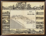 Mapa Historico Pintoresca Moderno de al Isla De Cuba, c.1853 Framed Giclee Print by B. & C. May