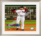 Jon Lester's 2008 No hitter Celebration; Vertical with Overlay Framed Photographic Print
