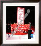 The Detroit Red Wings with the 2007-08 Stanley Cup Championship Banner Framed Photographic Print