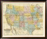 National Map of the Territory of the United States, c.1868 Framed Giclee Print by William J. Keeler