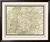 Sepia Map of NY Lámina enmarcada de edición limitada por Vision Studio