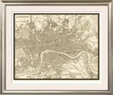 Sepia Map of London Lámina enmarcada de edición limitada por Vision Studio