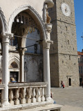 The Koper Tower Viewed from the Cafe Loggia in Tito Square, Koper, Slovenia Photographic Print