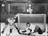 There's a Goal Mouth Scramble During This Game of Ice Hockey Photographic Print