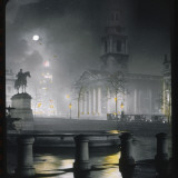Trafalgar Square by Night with a Full Moon Photographic Print