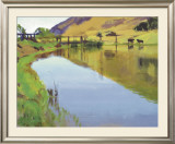 Reservoir with Two Cows Limited Edition Framed Print by Marcia Burtt