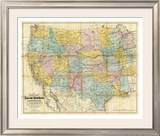 National Map of the Territory of the United States, c.1868 Framed Giclee Print by William J. Keeler