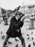 Gentleman Photographer in Trafalgar Square with Pigeons Photographic Print by Shirley Baker