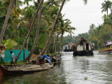 Boats in the Alleppey Backwaters, Kerala, India Fotografie-Druck