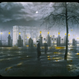 Marble Arch by Night - a Figure Standing in Front of the Park Gates Fotografie-Druck